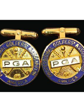 PGA Professional Golfers Association Gold & Blue Enamel Cufflinks 1209